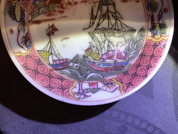 A Chinese famille rose &lsquo;Shipping&rsquo; saucer, Yongzheng