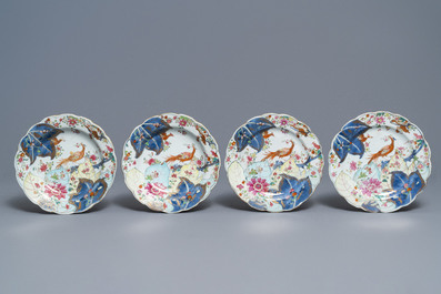 Neuf pi&egrave;ces en porcelaine de Chine famille rose &agrave; d&eacute;cor 'Feuille de tabac', Qianlong