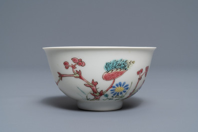 A fine Chinese famille rose cup and saucer with floral design, Yongzheng