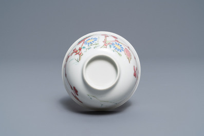 A fine Chinese famille rose cup and saucer with floral design, Yongzheng