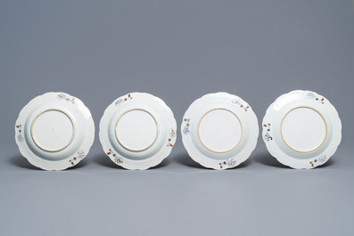 Neuf pi&egrave;ces en porcelaine de Chine famille rose &agrave; d&eacute;cor 'Feuille de tabac', Qianlong