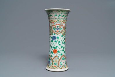 A Chinese famille verte beaker vase, 'gu', Kangxi