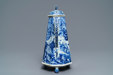 A rare Chinese blue and white 'Europa and the bull' coffee pot, Kangxi