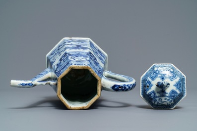 A rare Chinese blue and white 'Europa and the bull' coffee pot, Kangxi