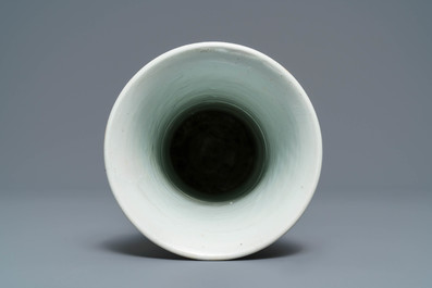 A Chinese famille verte beaker vase, 'gu', Kangxi