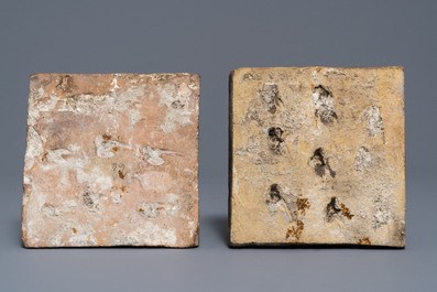 Two figural medallion tiles, Nevers, France, 17th C.