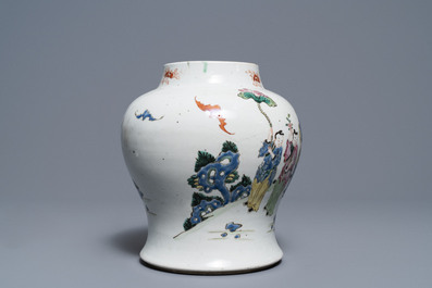 A Chinese famille rose 'playing boys' vase, Yongzheng