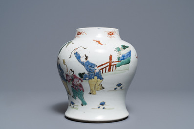 A Chinese famille rose 'playing boys' vase, Yongzheng