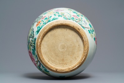A Chinese famille rose jardini&egrave;re with birds among flowers, 19th C.