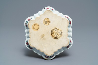 A fine Chinese famille rose pattipan or teapot stand, Yongzheng