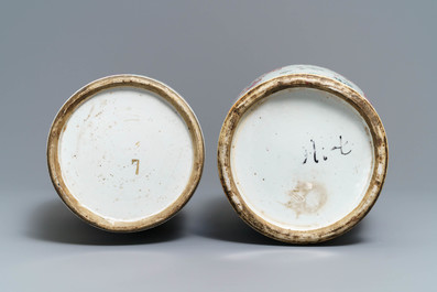 Two Chinese famille rose vases with large figures, 19th C.