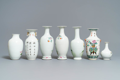 Zeven Chinese famille rose vazen, 19/20e eeuw