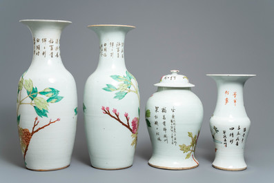 Vier Chinese qianjiang cai vazen, 19/20e eeuw