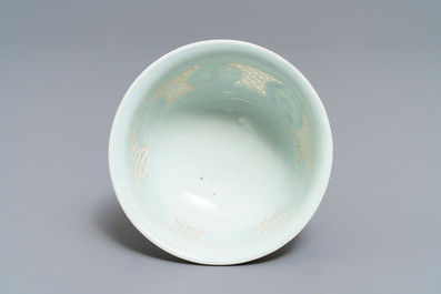 Een Chinese blauw-witte ajour kom met landschapsdecor, Transitie periode