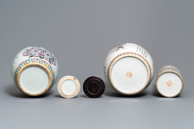 Een diverse collectie Chinees famille rose porselein, 19/20e eeuw