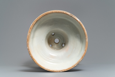 A large blue and white French faience garden urn, Nevers, 18th C.