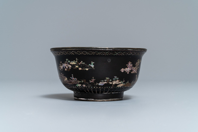 A Chinese lac burgaut&eacute; bowl, Kangxi