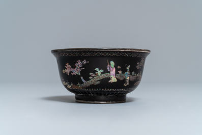 A Chinese lac burgaut&eacute; bowl, Kangxi