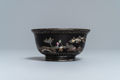 A Chinese lac burgaut&eacute; bowl, Kangxi