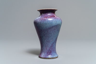A Chinese flamb&eacute;-glazed vase, 18/19th C.