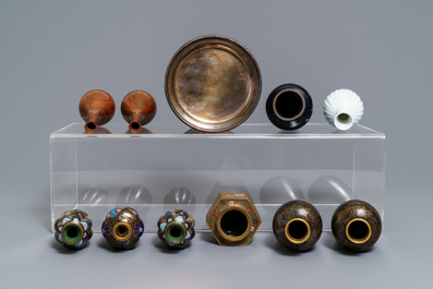 A large collection of Japanese cloisonn&eacute; and studio pottery, Meiji/Showa, 19/20th C.