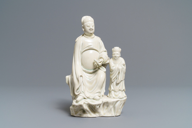 Een Chinese Dehua blanc de Chine groep met Wenchang Wang en Guixing, Kangxi