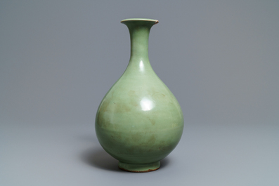 A Chinese Longquan celadon yuhuchunping vase, Yuan
