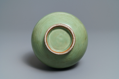 A Chinese Longquan celadon yuhuchunping vase, Yuan