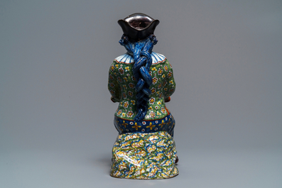Une fontaine de table de type 'Bobbejak' en fa&iuml;ence polychrome de Delft, 18&egrave;me