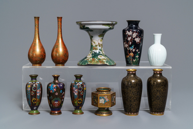 A large collection of Japanese cloisonn&eacute; and studio pottery, Meiji/Showa, 19/20th C.