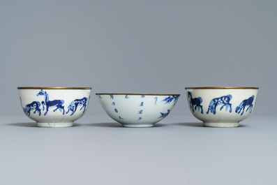 Six Chinese blue and white 'Bleu de Hue' Vietnamese market bowls and dishes, 19th C.