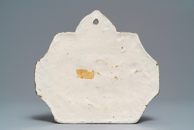 Een blauw-witte Delftse plaquette, 1e helft 18e eeuw
