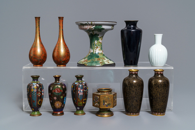 A large collection of Japanese cloisonn&eacute; and studio pottery, Meiji/Showa, 19/20th C.