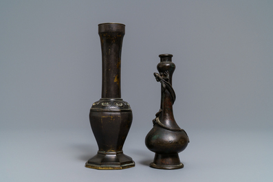 Two Chinese bronze vases, Ming