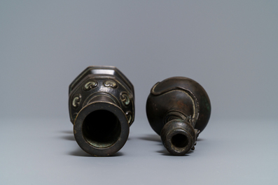 Two Chinese bronze vases, Ming