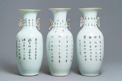 Drie Chinese famille rose vazen, 19/20e eeuw