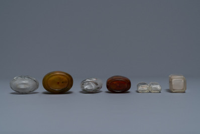 Six Chinese reverse-painted glass snuff bottles, 19/20th C.