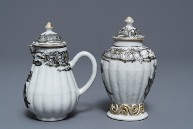 A 37-piece Chinese grisaille 'Jupiter' tea service, Qianlong