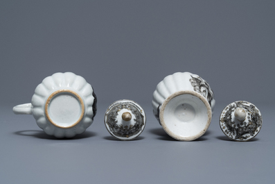 A 37-piece Chinese grisaille 'Jupiter' tea service, Qianlong