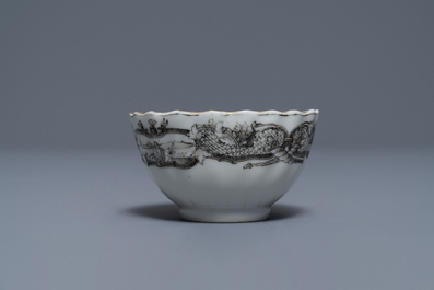A 37-piece Chinese grisaille 'Jupiter' tea service, Qianlong