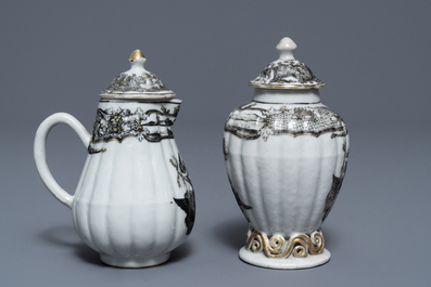 A 37-piece Chinese grisaille 'Jupiter' tea service, Qianlong