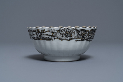 A 37-piece Chinese grisaille 'Jupiter' tea service, Qianlong