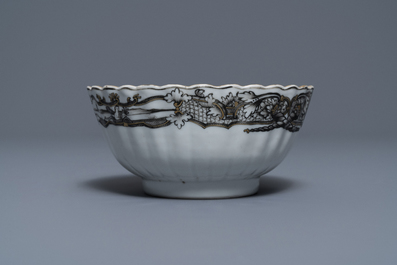 A 37-piece Chinese grisaille 'Jupiter' tea service, Qianlong