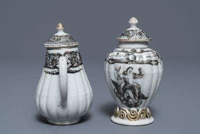 A 37-piece Chinese grisaille 'Jupiter' tea service, Qianlong