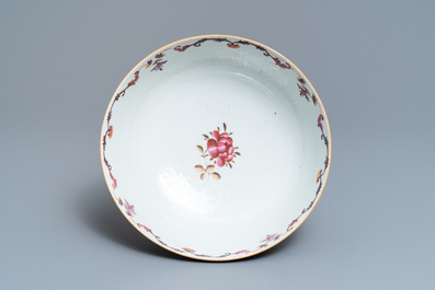 Ten Chinese famille rose plates and a bowl, Qianlong
