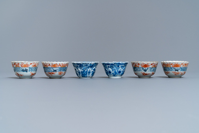 Een collectie Chinees blauw-wit, famille rose en Imari-stijl porselein, Kangxi/Qianlong
