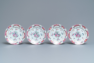 Ten Chinese famille rose plates and a bowl, Qianlong