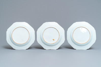 Ten Chinese famille rose plates and a bowl, Qianlong