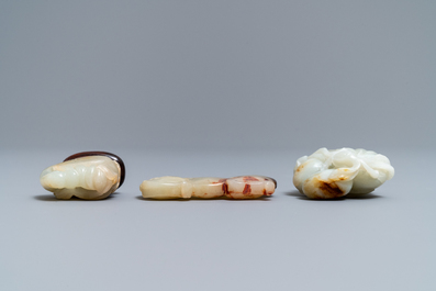 Drie Chinese jade snijwerken, 19/20e eeuw