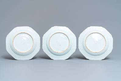 Ten Chinese famille rose plates and a bowl, Qianlong